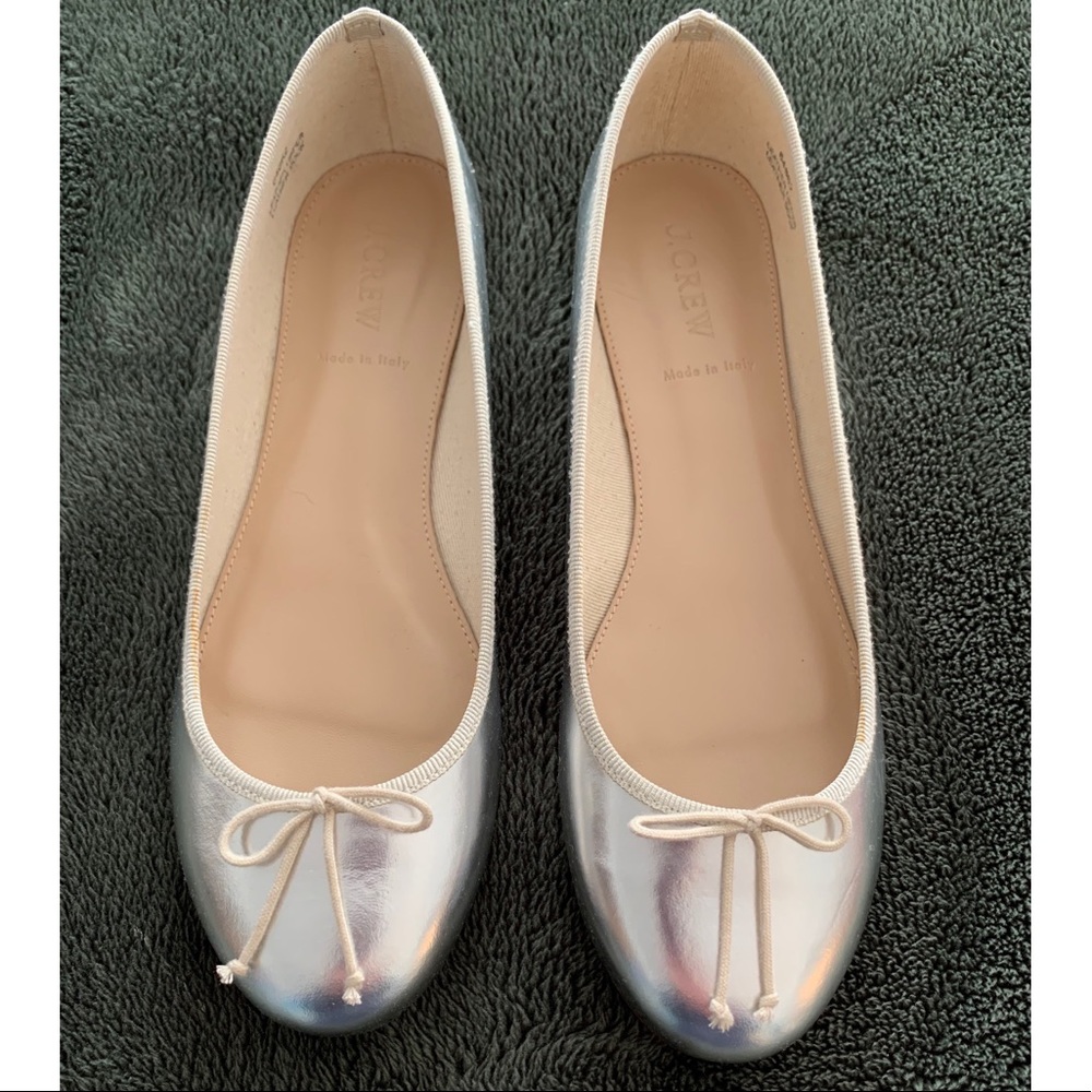 JCrew Silver Metallic Ballet Flats